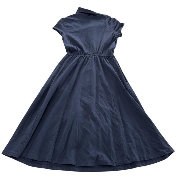 eShakti Dress Womens 2 Midi Short Sleeve Belted Spandex Tie Fit Flare Pockets - Picture 2 of 6